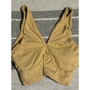 Pheel Bra Top Tan‎ Size L Made in USA Halter Neck Sporty Athleisure